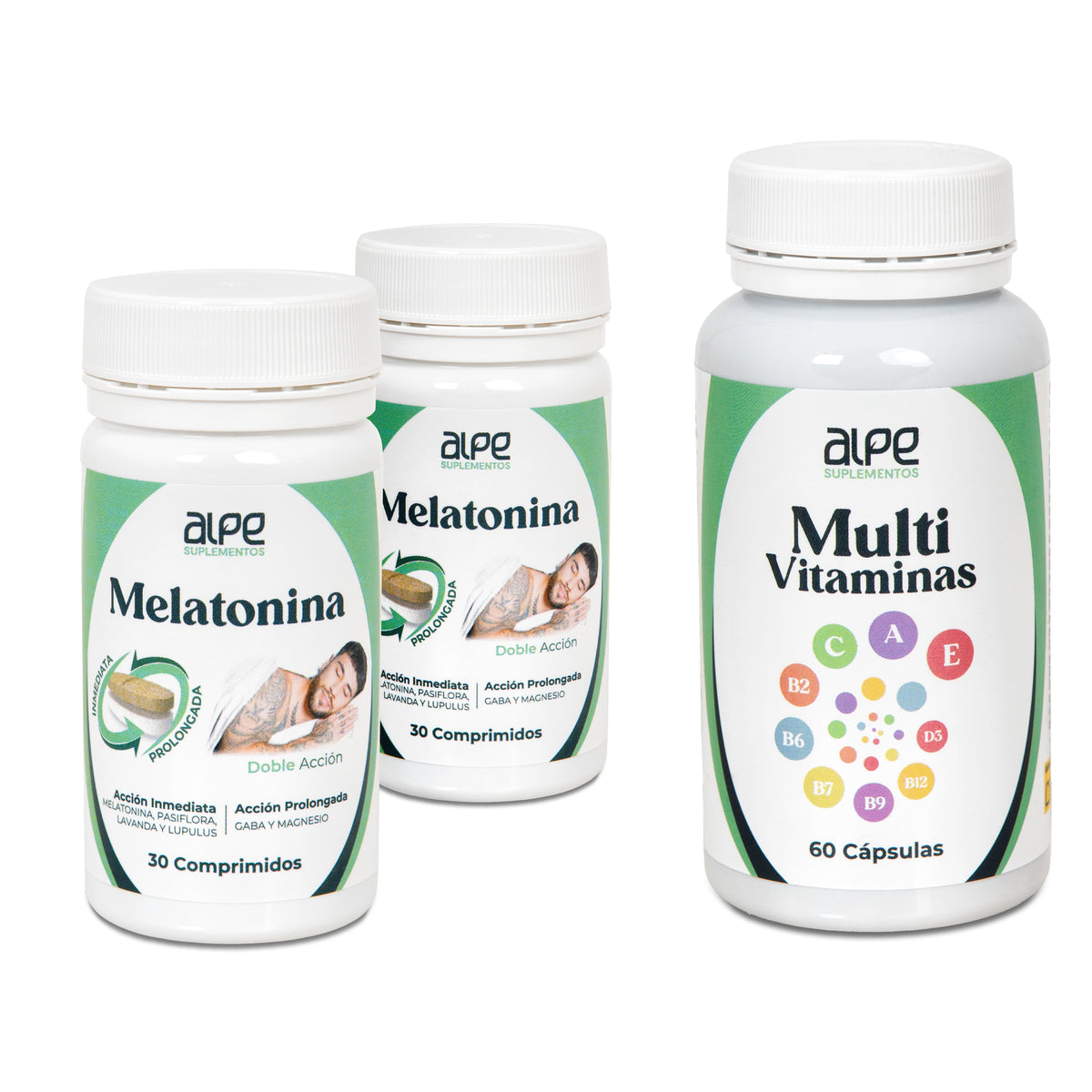 Pack 2 melatoninas 1 multivitamínico